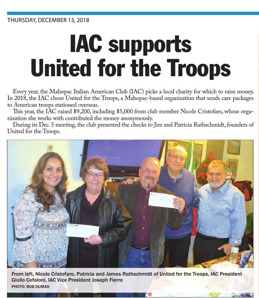 News article about United for the Troop